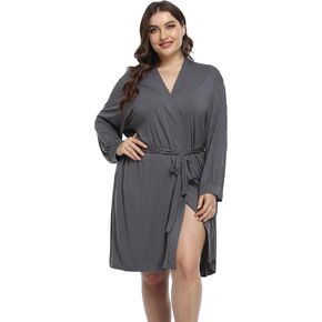 رداء حمام نسائي ناعم بمقاس كبير من نسيج مودال للحوامل، رداء كيمونو قصير، ملابس نوم خفيفة الوزن in Kuwait