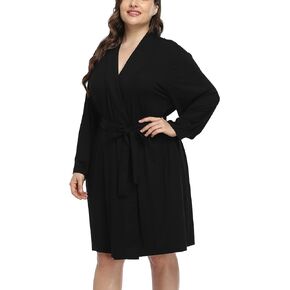 Womens Plus Size Soft Robes Modal Knit Maternity Bathrobe Short Kimonos Robes Lightweight Sleepwear