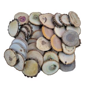 Wood Slice Variety Pack, 3"- 4" Unfinished Assorted Natural Live Edge Tree Slices, Qty of 24, Varying Diameters, DIY Coasters, Ornaments, Rustic Home Decor, Wood Crafts, Pyrography