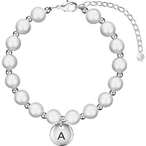 Flower Girl Proposal Bracelet, Initial Bracelet for Girls, Flower Girl Pearl Bracelet Wedding Party Gift, Will You Be My Flower Girl Gift for Child Toddler Kids with Gift Box