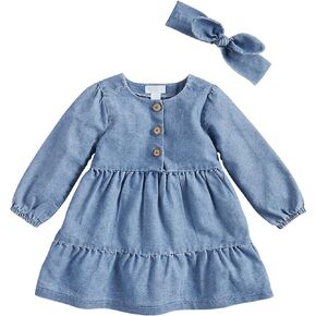 Mud Pie Baby Girls' One Size Denim Tiered Dress
