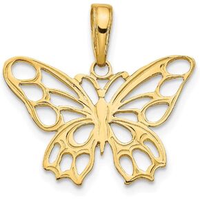 Solid 14k Yellow Gold Butterfly Cut out Pendant (17mm x 20mm)