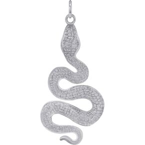 Solid Sterling Silver Textured Snake Pendant, Sterling Silver Cotton