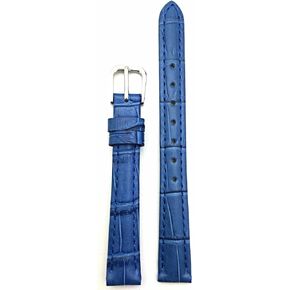 12mm Royal Blue Genuine Leather Watchband | Alligator Crocodile Grained, Lightly Padded Replacement Wrist Watchstrap that brings New Life to Any Watch (Womens Standard Length)