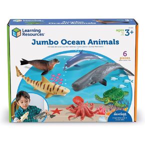 Learning Resources Jumbo Ocean Animals - 6 Pieces, Ages 3+ Toddler Learning Toys, Sea Animals Figure for Kids, Preschool Toys