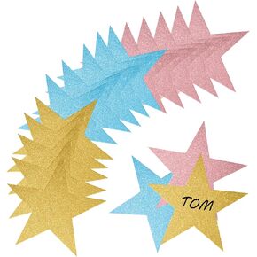 Ruibow جليتر ستار القواطع 3 ألوان الذهب نجوم مزدوجة مطبوعة ورقة نجوم الورق المقوى ستار القواطع ورقة 5.9 بوصة نجمة زينة الحفلات للوحة الإعلانات الفصل الدراسي جدار الحزب (15 قطعة) in Kuwait