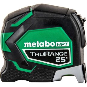 Metabo HPT 25 Ft Tape Measure, 17-Ft Reach & 14-Ft Standout, Wire Belt Clip and Lanyard Attachment, 1/8-Inch Incremental Fractions, Manual Blade Stop, TruRangeTM, 115925M