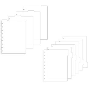2 Set Plastic Index Divider Blank Side 6-Tab and Top 4-Tab Binder Dividers 10 Sheets 9-Ring Frosted Translucent PP Discbound 9-Hole Notebook Dividers Refillabe Page Planner Inserts