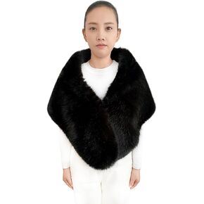 Lina & Lily Women's Winter Wedding Party Evening Shawl Boa Wrap Stole Long Pile Faux Fur with Velvet Lining