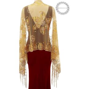 EASEDAILY Women's Shawls and Wraps for Evening Dresses Sparkling Sequin Wedding Party Scarf Fringe Bridal Stole for Bride