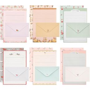 KSIWRE 54 PCS Stationery Set with Envelopes,36 Writing Paper+18 Envelopes,Cute Lined Stationery Paper for Writing Letters Invitations Poem Office School Supplies