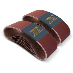 POWERTEC 3 x 18 Inch Sanding Belts 20PK, 4 Each of 40/60/80/100/120 Grits, Aluminum Oxide Belt Sander Sanding Belt Assortment for Portable Belt Sander, Wood & Paint Sanding, Metal Polishing(110801-P2)