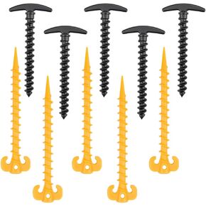 10 Pack Canopy Stakes Tent Pegs Spiral Stakes Outdoor Blanket Stakes Trampoline Anchors Durable Strong Plastic Peg Beach Mat Heavy Duty Screw Shape for Camping Sand Beach Rain Tarp and Hiking