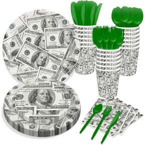 116 Ps Bill Dollar Party Supplies 16 Guests Money Party Decorations Including Big Bucks Party Paper Plates Dinner Plates Napkins Cups Set for Currency Symbol Money Party Decoration