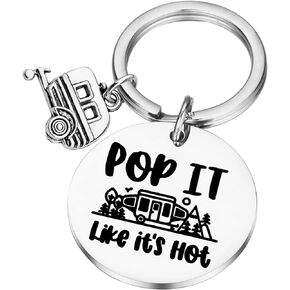 PLITI RV Camping Keychain For Camper Lover Travel Trailers Gift Funny Camping Accessories