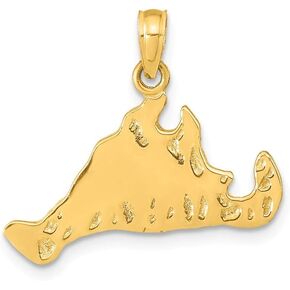 Solid 14k Yellow Gold Martha's Vineyard Island Souvenir Pendant Charm