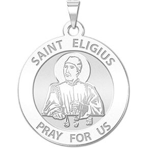 PicturesOnGold.com Saint Eligius Religious Medal - 2/3 Inch Size of Dime, Sterling Silver