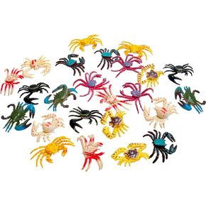 24 Pcs Realistic Mini Crab Figurine Artificial Plastic Crabs Small Crab Figures Miniature Crab for Birthday Party Gift Cake Topper Fairy Garden Home Decoration