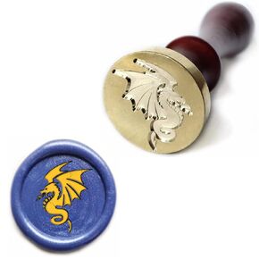 Animal Patterns Sealing Wax Stamps Copper Seals and Wooden Hilt, Wax Stamp Kit for Cards Envelopes, Gift Packaging (Wolf)