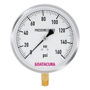 0-160psi Lead-Free Contractor Pressure Gauge, 4-1/2" Dial Size, 304 Stainless Steel Case, 1/4" NPT Lower Mount, with High Accuracy