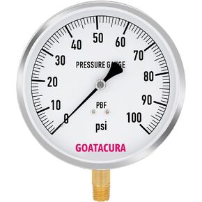 0-160psi Lead-Free Contractor Pressure Gauge, 4-1/2" Dial Size, 304 Stainless Steel Case, 1/4" NPT Lower Mount, with High Accuracy