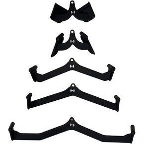 HulkFit Heavy Duty Lat Pulldown Cable Machine Pronate Supinate Neutral Grip Bar Attachment and Accessories for Power Cage Rack - Black