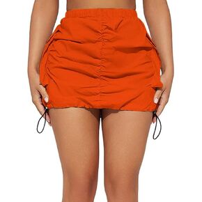 Cargo Skirt Y2k Bodycon Mini Short Skirts for Women Casual Trendy Pencil Ruched Skirts Side Drawstring and Pockets