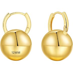Ascona Gold/Silver Hoop Earrings, Gold Ball Drop Dangle Earrings for Women Girls, Hypoallergenic Lightweight Gold Plated Earrings