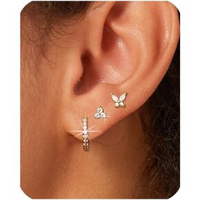 Stud Earrings for Women Trendy 14k Gold Earrings Set, Hypoallergenic Small Gold Hoop Earrings Cartilage Earring Sets for Multiple Piercing, Gold Jewelry Gifts for Women Girls