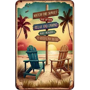 Retro Tin Signs Beach Room Decor Vintage Beachy Bedroom surfboard Wall decor 12x8 Inches Sign For Surfer Girl Aesthetic