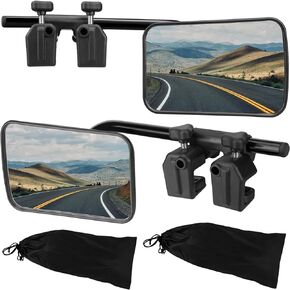 Universal Clip on Towing Mirror Extension, 360° adjustable trailer mirror extender, Side Mirrors Extenders for Safe Towing hitch with clamps, Fits for Cars Trailer Van SUV Trucks Touring-2pcs