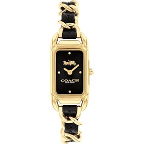 COACH Cadie Women's Watch - 2H Quartz Watch with Genuine Coach Leather on a Chainlink Bracelet - Water Resistant 3 ATM/30 Meters - Gift for Her - Premium Fashion Timepiece for Everyday Style - Adjustable- 17.50mm