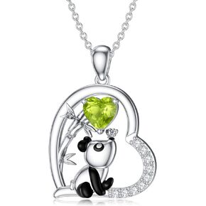 BETHZA Koala/Pig/Panda/Frog/Giraffe/Cow Necklace Gifts Sterling Silver Natural Gemstone Peridot Pendant Necklace Cute Animal Jewelry for Women Girls Birthday Christmas Gifts