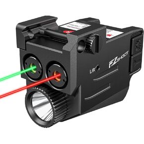 مجموعة مصابيح ليزر مزدوجة من EZshoot، مجموعة مصابيح ليزر 700 لومن، مصباح يدوي تكتيكي مدمج قابل لإعادة الشحن مع ضوء ليزر أزرق أخضر