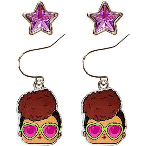 LOL Hypoallergenic Earrings for Girls 1 Star Stud Earrings 1 LOL DOLLS Fishhook Drop Toddler Earrings Sets with Charms One Size Fits All LOL SURPRISE DOLLS Cute Jewelry Accessories for Girls Ages 4+
