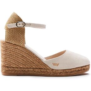 صنادل نسائية من Viscata Satuna Espadrille Canvas Wedges Spain مصنوعة يدويًا بكعب 3 ½ بوصة مع قماش من القطن العضوي المسامي ونعل أوسط من الجوت الطبيعي بنسبة 100% لجميع المناسبات: كاجوال، عمل، حفلة in Kuwait