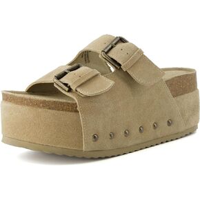 CUSHIONAIRE Women's Guru Genuine Leather footbed platform sandal with +Comfort, Wide Widths Available