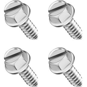 4PCS License Plate Screws,Stainless Steel License Plate Screw Kit Silver License Plate Bolts,Universal License Plate Security Screws License Plate Fasteners for Car Truck SUV