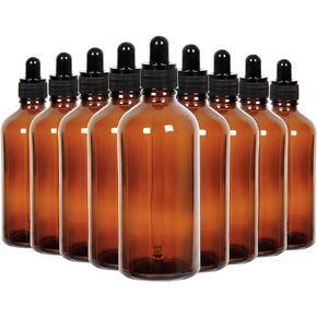 Youngever 16 Pack 4 Ounce Glass Dropper Bottles for Essential Oil, 2 Stainless Steel Mini Funnels (Blue)