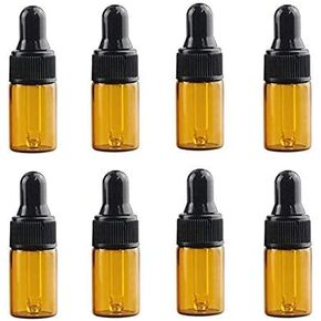 WOIWO 12PCS 5ML Refillable Mini Amber Glass Essential Oil Bottles and Eyed Dropper Black Caps Dispenser for Essential Oils, Kitchen Tools, Chemistry Lab Chemicals, Colognes & Perfumes