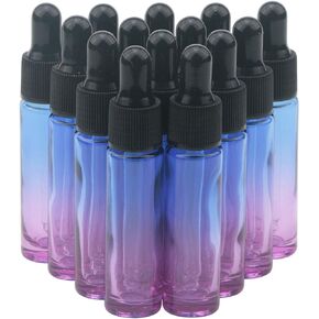 Ellbest 14pcs 10ml Essential Oil Dropper Glass Bottle Colorful dropper Glass Bottles with Eye Dropper, Reusable Bottle, perfect for Travel, Carrying Outside (Blue Gradient)
