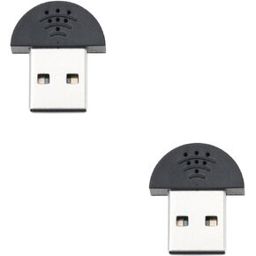 eMagTech 2Pcs Mini USB 2.0 Microphone PC Plug-and-Play Laptop and Desktop Microphones for Web Chat Games and Video Conferencing Black