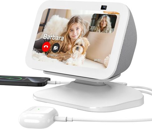 حامل شحن PlusAcc للعرض 5 (الجيل الثالث) - حامل طاولة قابل للتعديل مع منفذي شحن (USB-C وUSB-A)، قاعدة قاعدة مغناطيسية قابلة للإمالة لشحن الهواتف المحمولة وسماعات الأذن، قاعدة غير قابلة للانزلاق (أسود) in Kuwait