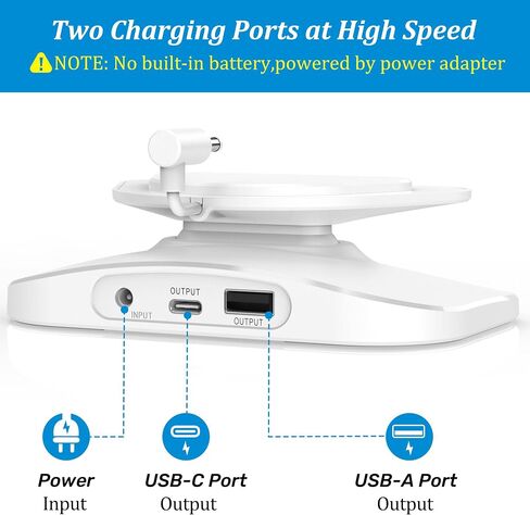 حامل شحن PlusAcc للعرض 5 (الجيل الثالث) - حامل طاولة قابل للتعديل مع منفذي شحن (USB-C وUSB-A)، قاعدة قاعدة مغناطيسية قابلة للإمالة لشحن الهواتف المحمولة وسماعات الأذن، قاعدة غير قابلة للانزلاق (أسود) in Kuwait