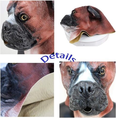 قناع كلب من اللاتكس على شكل حيوان من HENGYUTOYMASK، قناع رأس كلب بوكسر واقعي، قناع الكلب أزياء الهالوين in Kuwait