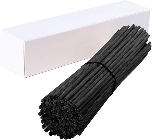 مجموعة استبدال عصي القصب الليفية 120 قطعة من EXQUISS (لون أسود) استبدال عصي الألياف للعطور العطرية - 10 بوصة × 4 مم in Kuwait