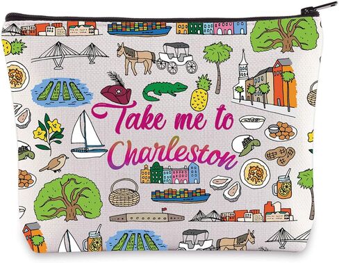 WZMPA Charleston Travel Cosmetic Bag Charleston Vacation Gifts Take Me To Charleston Zipper Pouch Bag Charleston Trip Gift (To Charleston) in Saudi Arabia