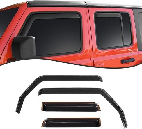 حاجب نافذة جانبي من Partol لسيارة Jeep Wrangler JK Unlimited 4 أبواب 2007-2017، واقي حاجب ظل الرياح من الشمس، عبوة من 4 قطع in Saudi Arabia