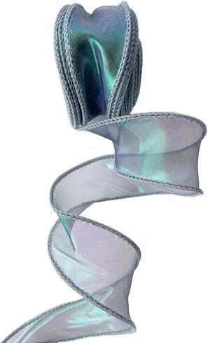 4 Rolls 10 Yard Iridescent Sheer Wired Organza Ribbon Shimmer Chiffon Curling Ribbon for Floral Bouquets,Gift Wrapping for Valentine's Wedding Christmas Party Decor (1.57inch,White) in Saudi Arabia