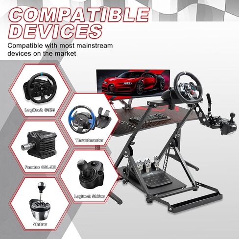 حامل عجلة سباق Supllueer G29 X على شكل X قابل للطي مثبت مسبقًا مع فتحة ثابتة تناسب Logitech G920 G923، Thrustmaster T248 T300RS T150 T80 حامل عجلة القيادة القابل للتعديل باستثناء حامل عجلة القيادة الإلكترونية in Kuwait